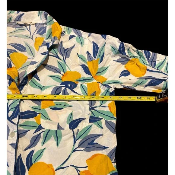 Print Fresh Sleep‎ Shirt Pajamas Lemon Zest Size XS Button Down Nightgown